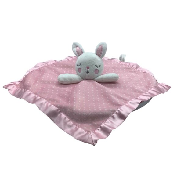 Circo Target Pink Polka Dot White Bunny Blanket Satin Security Lovey Plush 14" - Picture 1 of 6